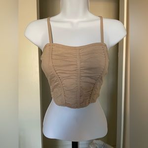 NWT PrettyLittleThing corset style top. Tan sz 4 (s/xs)